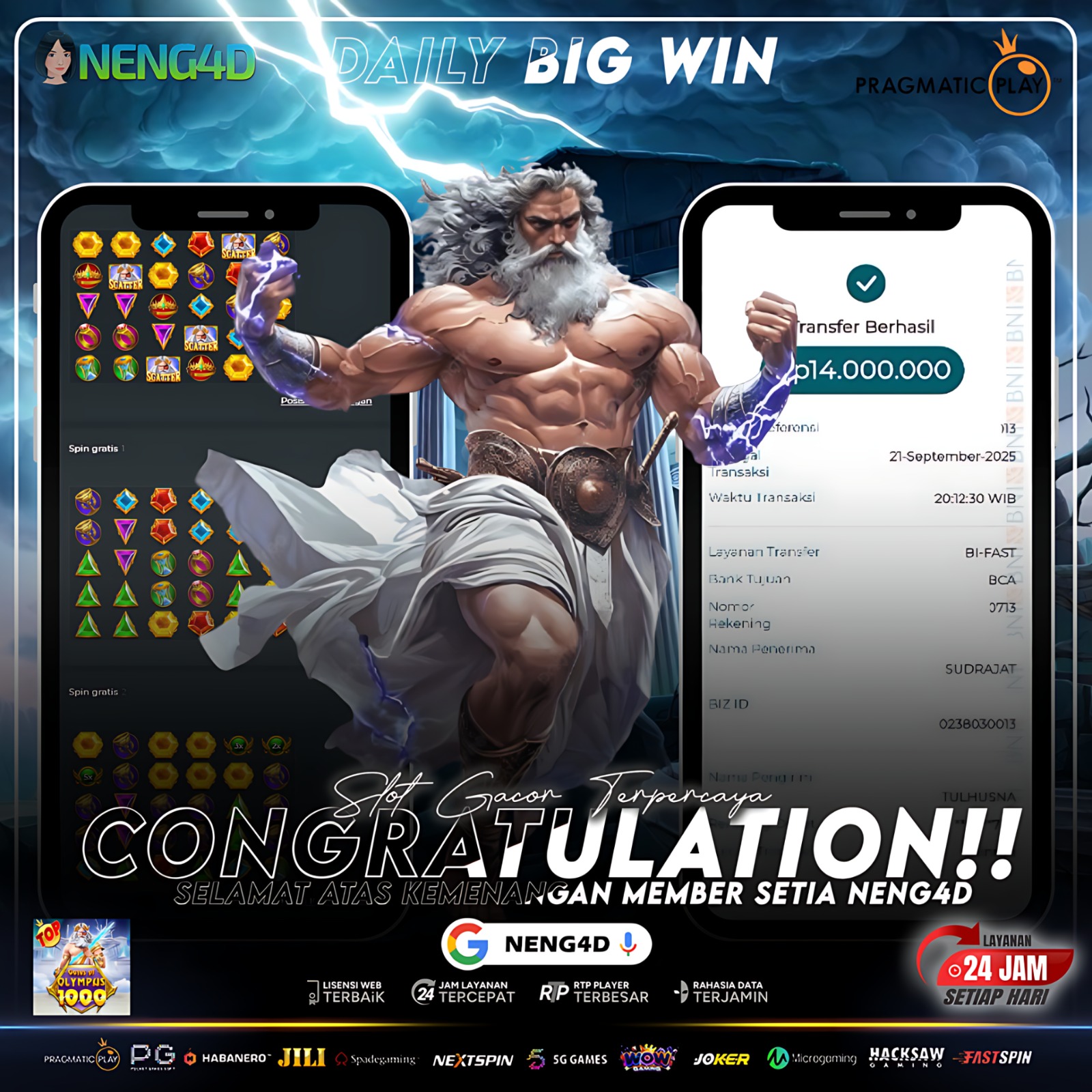 PRAGMATIC PLAY - JACKPOT SLOT GATES OF OLYMPUS X1000 Rp.16.000.000