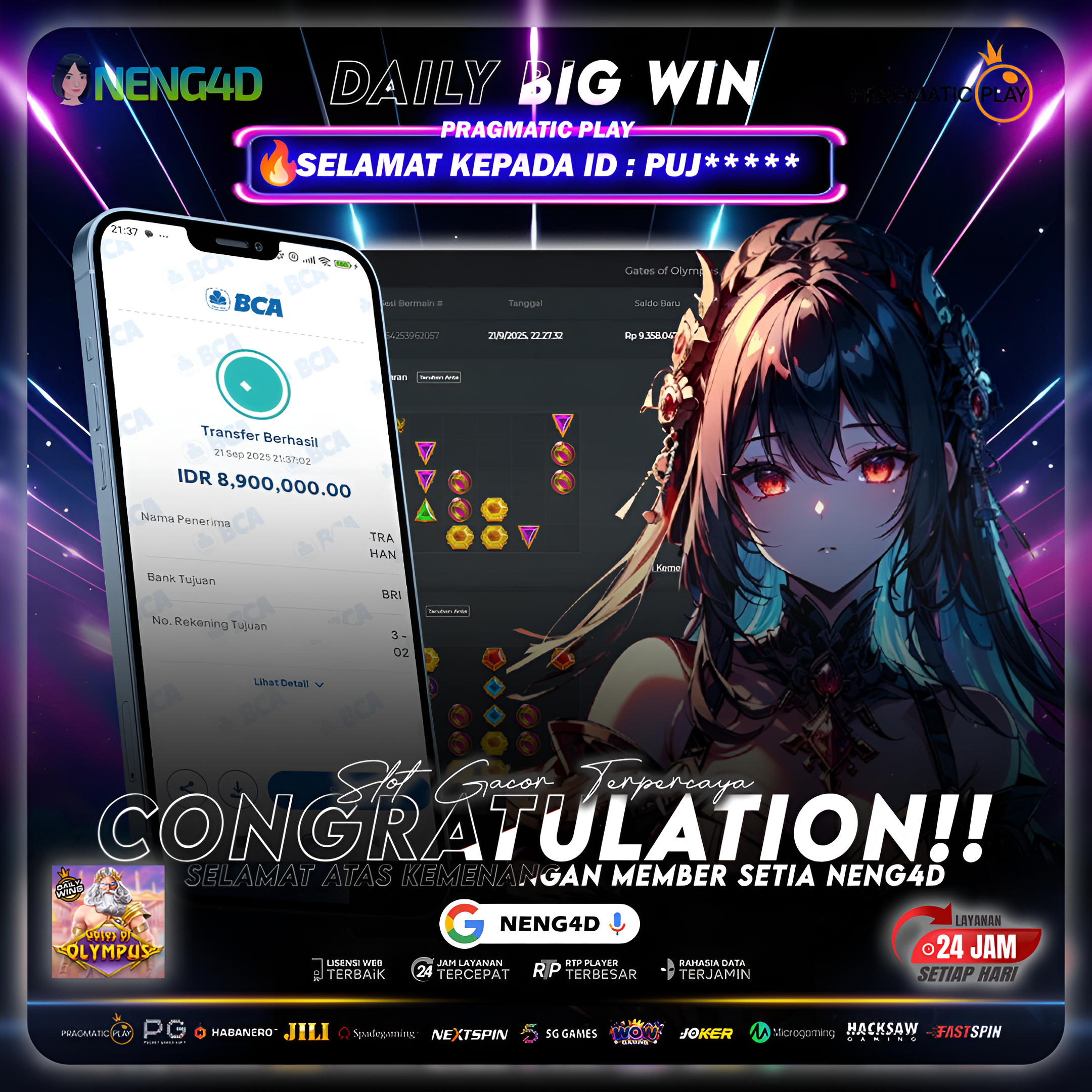 PRAGMATIC PLAY - JACKPOT SLOT GATES OF OLYMPUS Rp.8.900.000