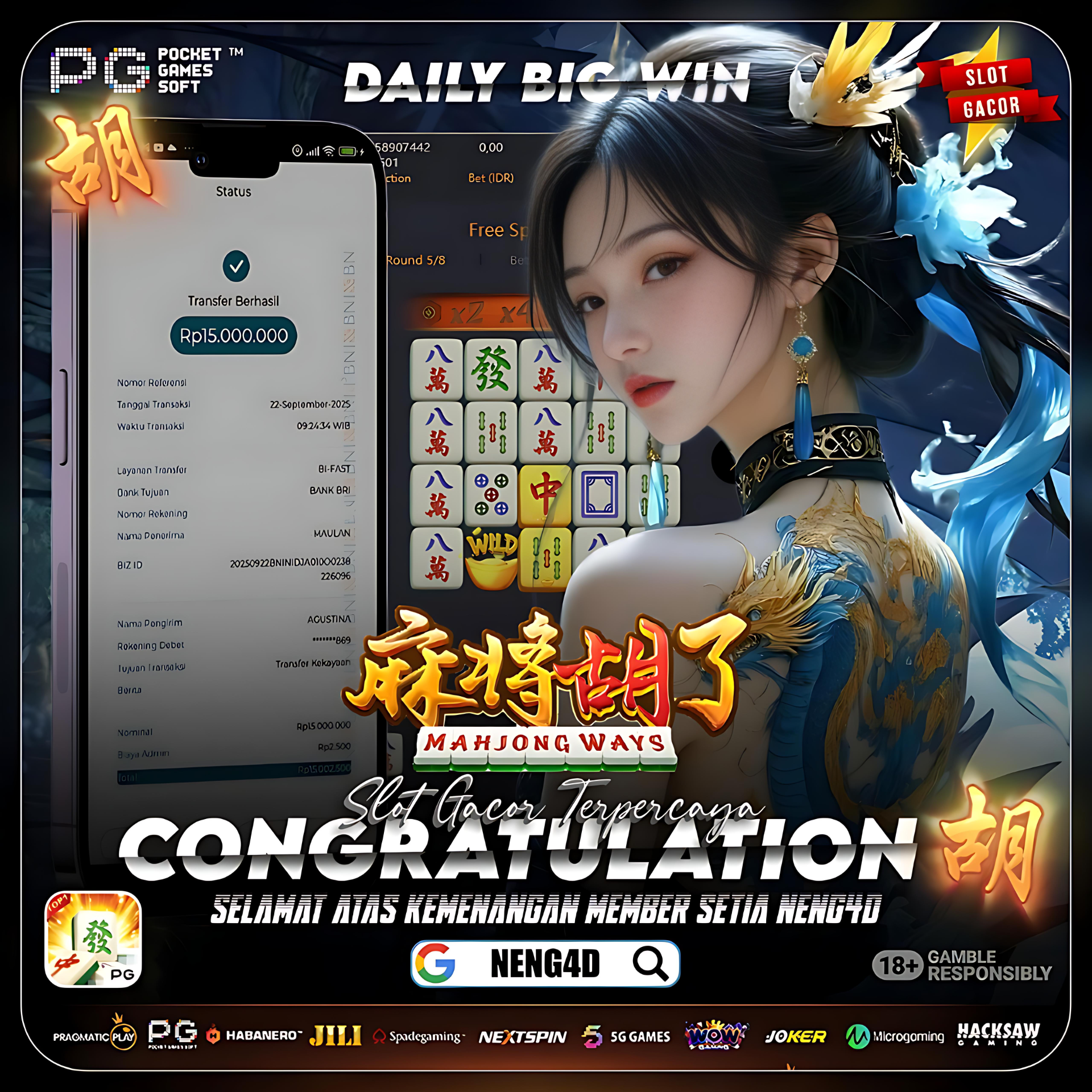 PG SOFT - JACKPOT SLOT MAHJONG WAYS Rp.15.000.000