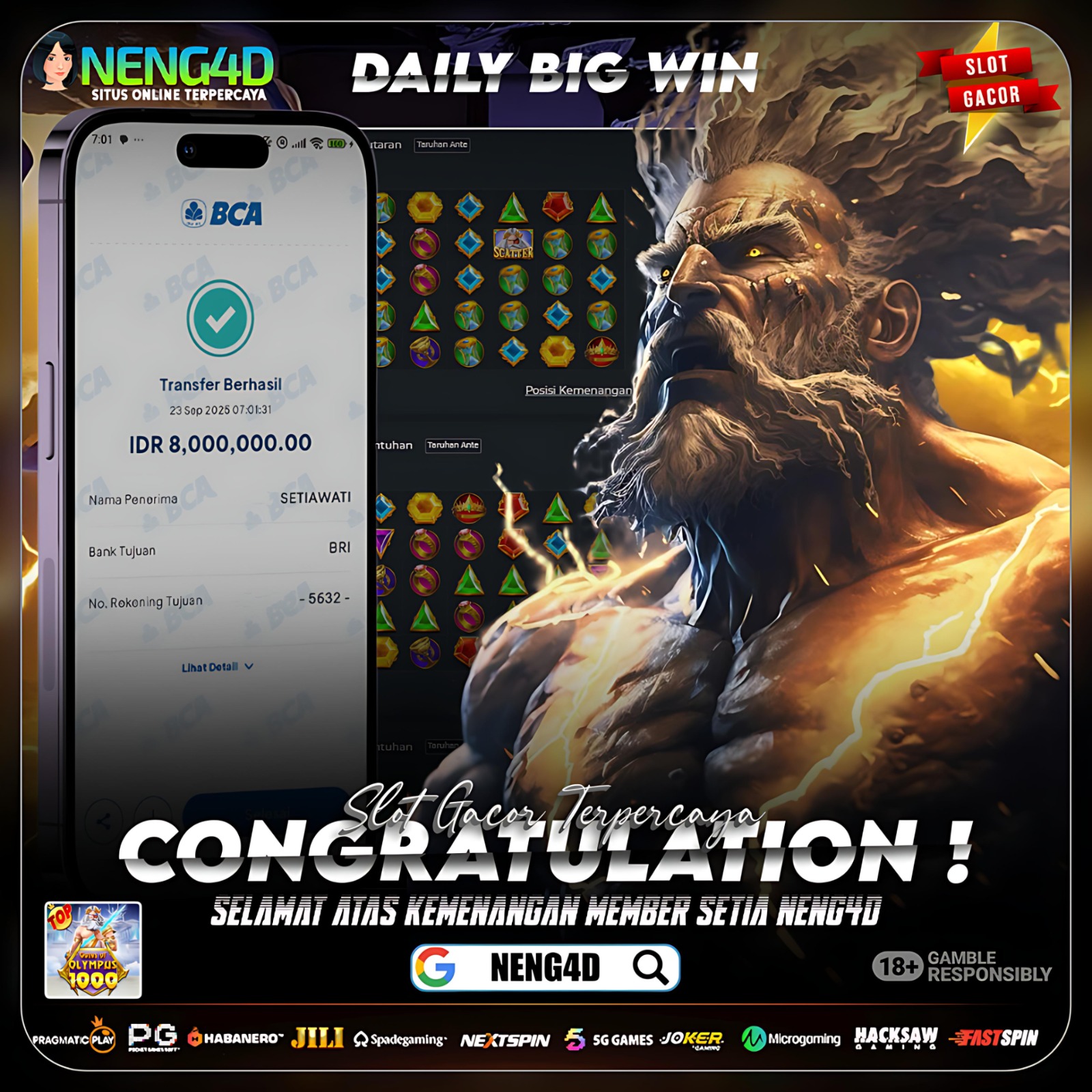 KEMENANGAN KEMBALI DI RAIH PADA PERMAINAN GATES OFF OLYMPUS 1000