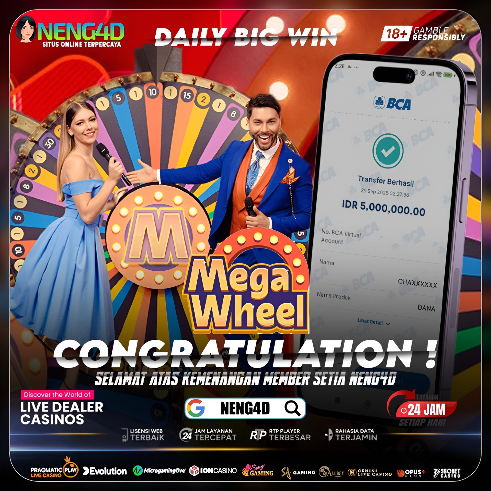 HOKI TERUS BARENG NENG4D DI MEGA WHEEL PRAGMATIC PLAY