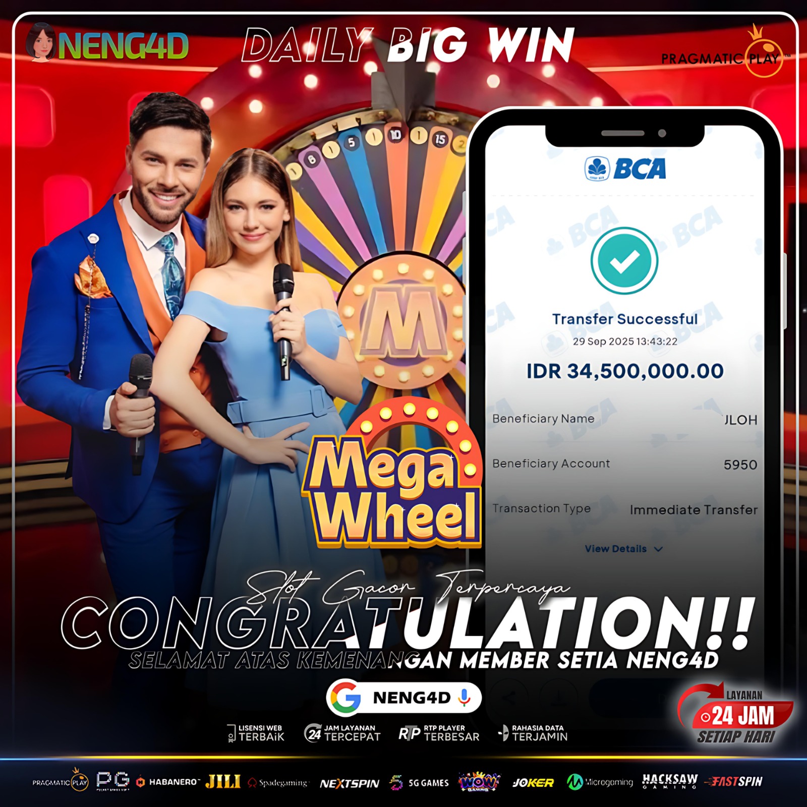 PRAGMATIC PLAY - Ledakan Hoki Dahsyat di Mega Wheel! Rp34.500.000