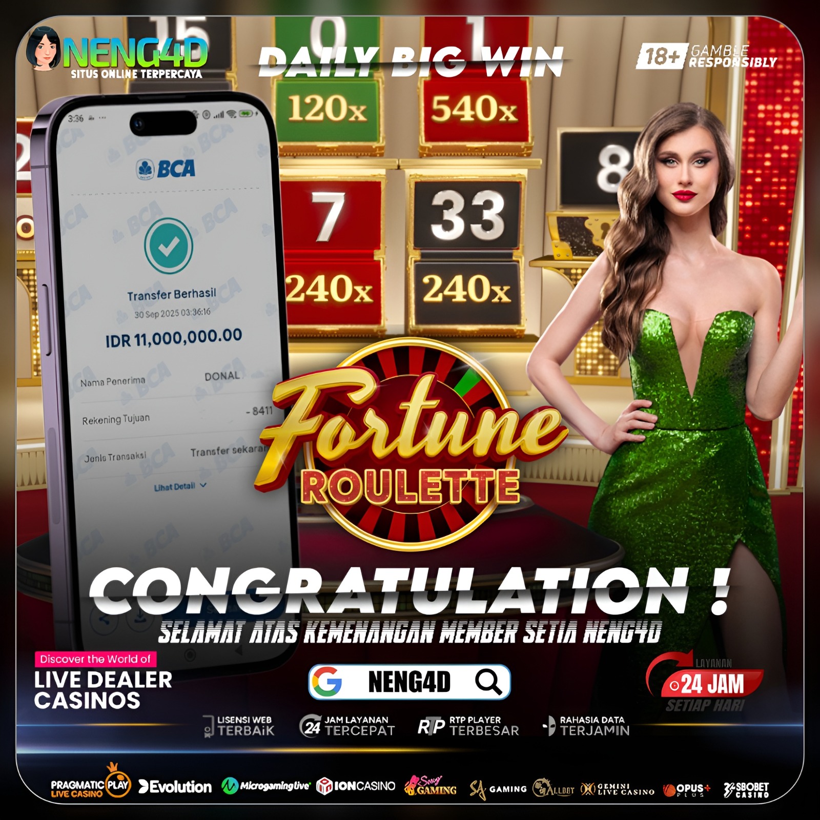 KEMENANGAN SPEKTAKULER FORTUNE ROULLETE