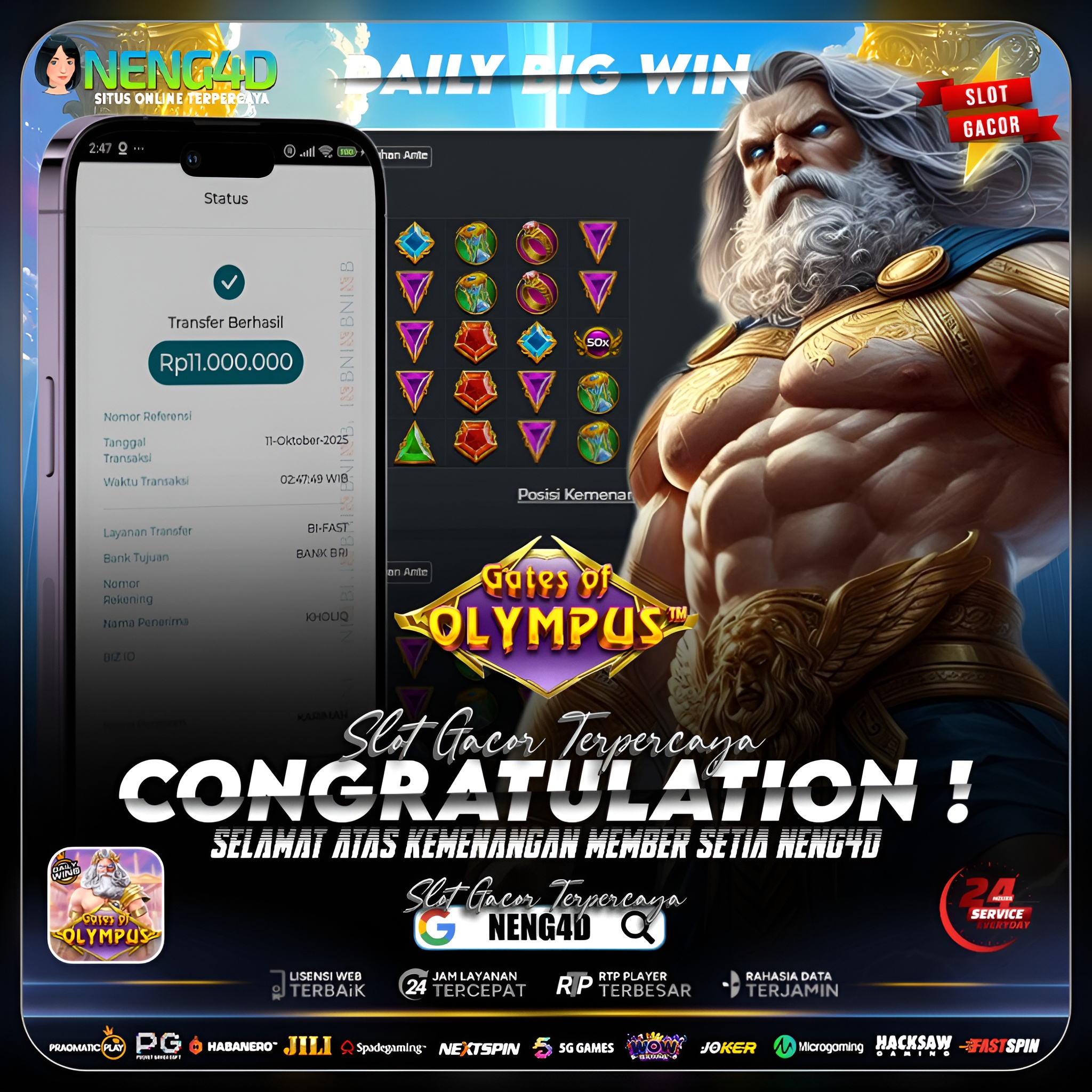 PETIR ZEUS MENYAMBAR LAGI! MEMBER NENG4D BORONG 11 JUTA DI GATES OF OLYMPUS!