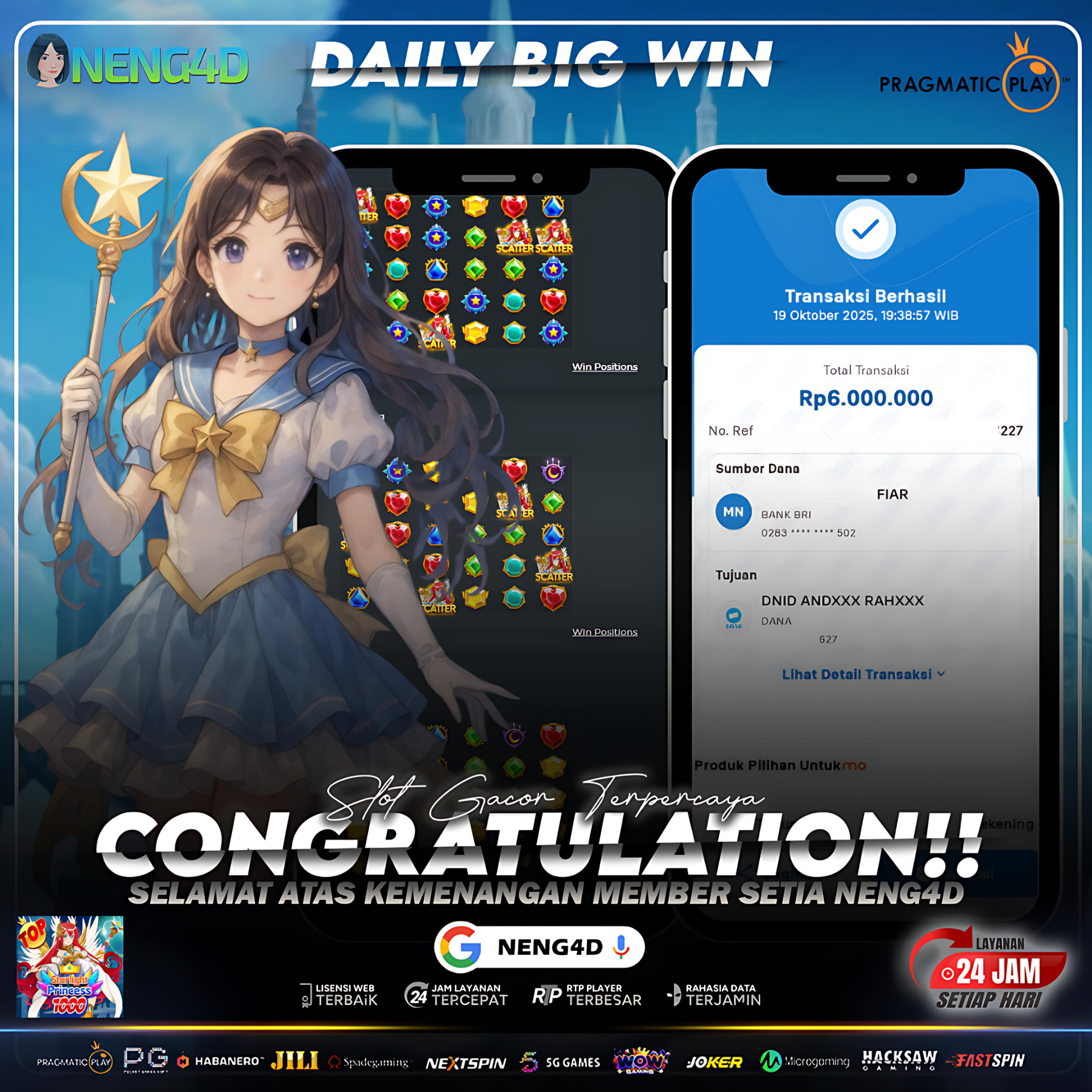 Perkalian 1000 Meledak! Starlight Princess 1000 Hantarkan Jackpot 6.000.000 di NENG4D