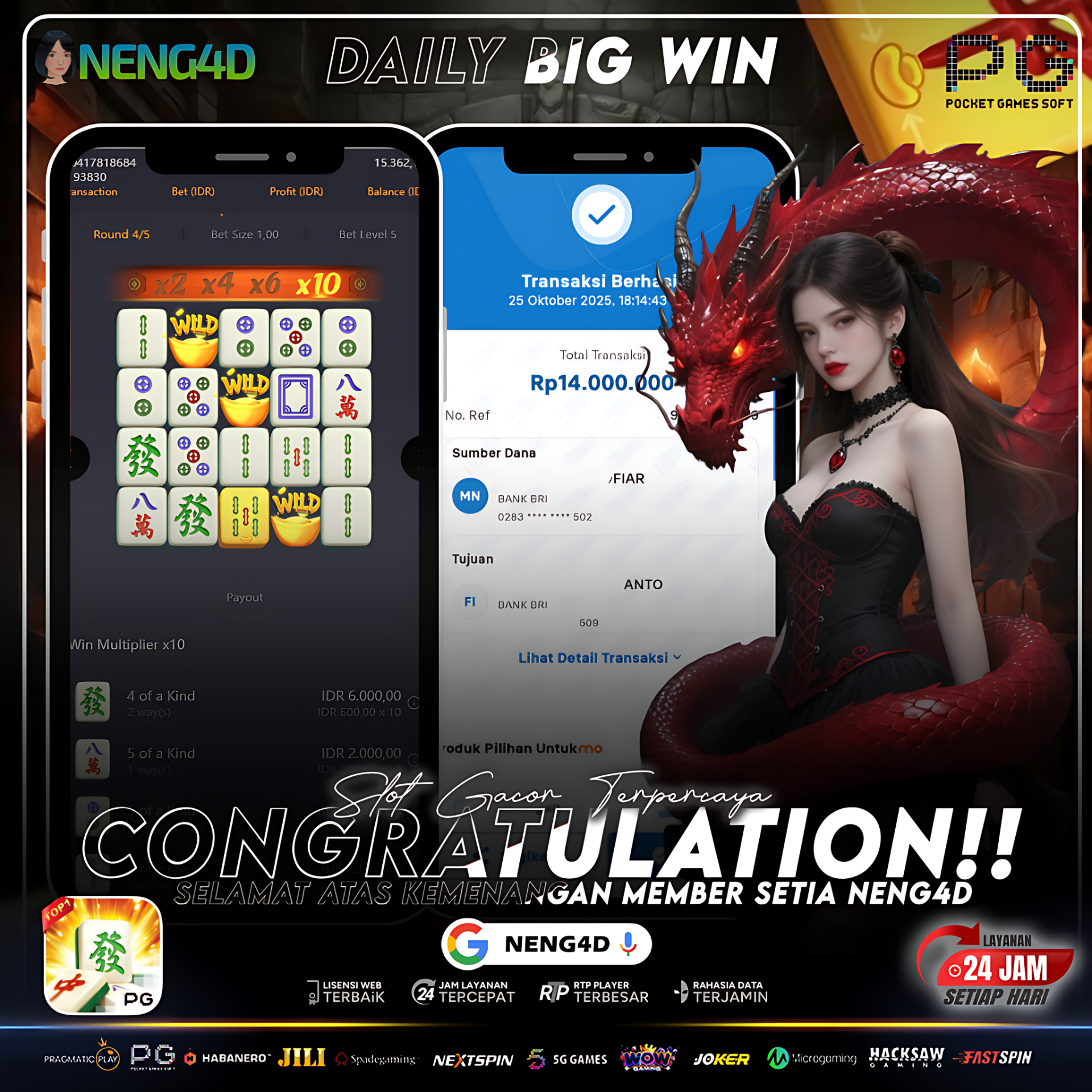 Member Setia NENG4D Raih Kemenangan 14 Juta di Permainan Mahjong Ways