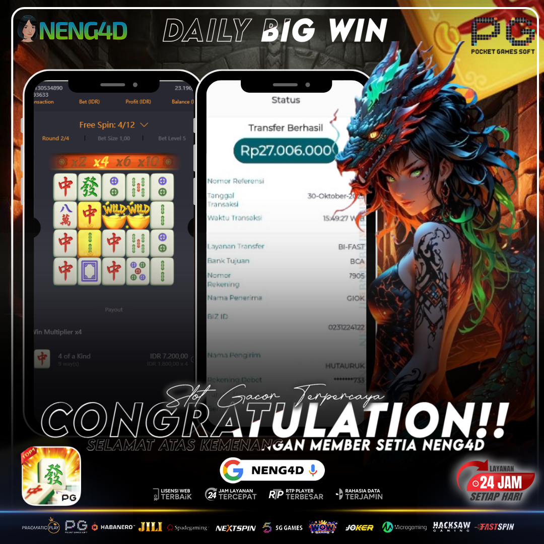 MEMBER SETIA NENG4D RAIH KEMENANGAN 27 JUTA DI MAHJONG WAYS PG SOFT
