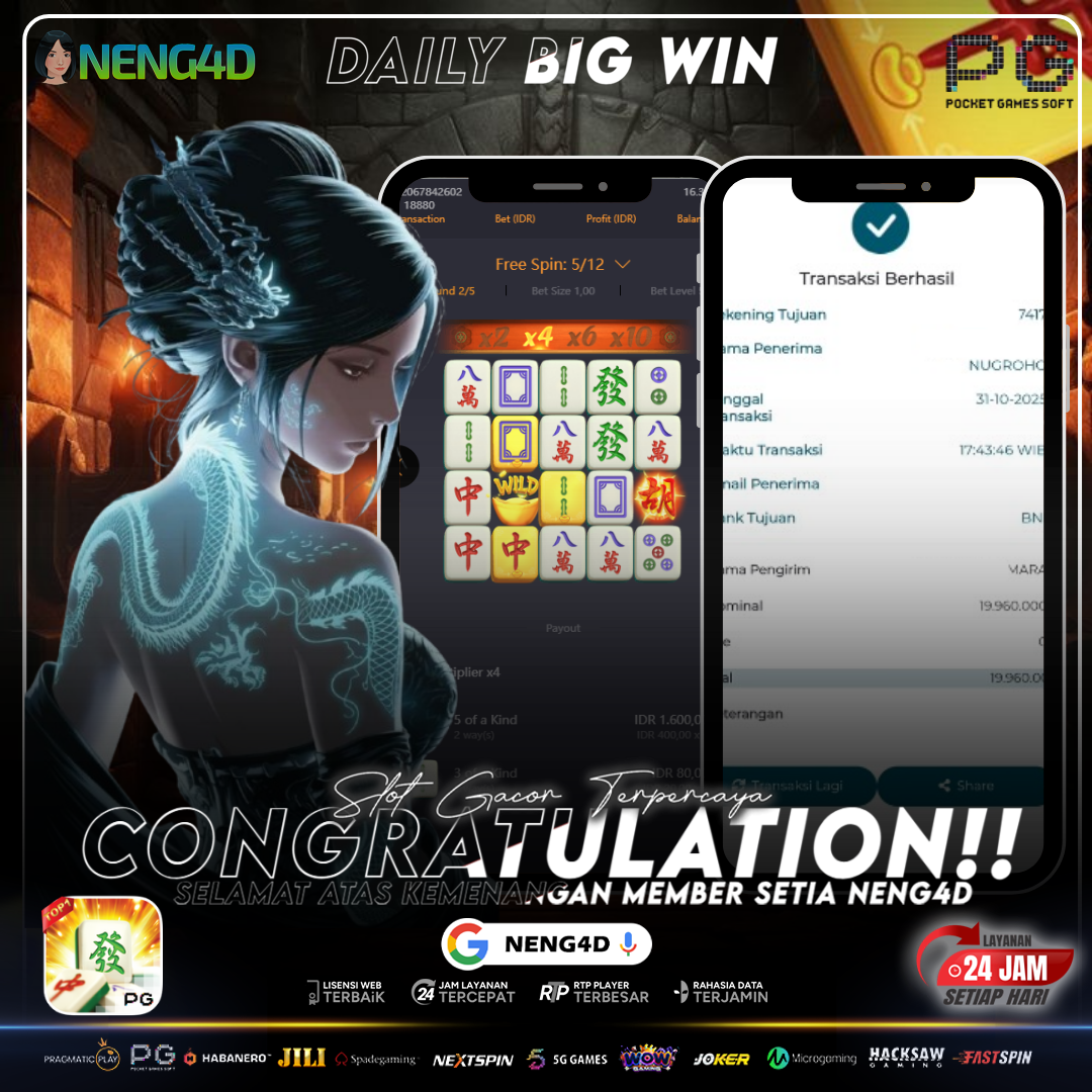 Kemenangan 19 Juta Member Setia NENG4D di Permainan Mahjong Ways PG Soft