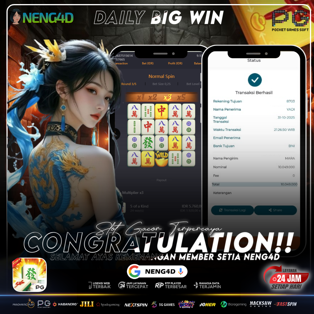 MEMBER SETIA NENG4D BERHASIL MENANG 10 JUTA DI MAHJONG WAYS PG SOFT