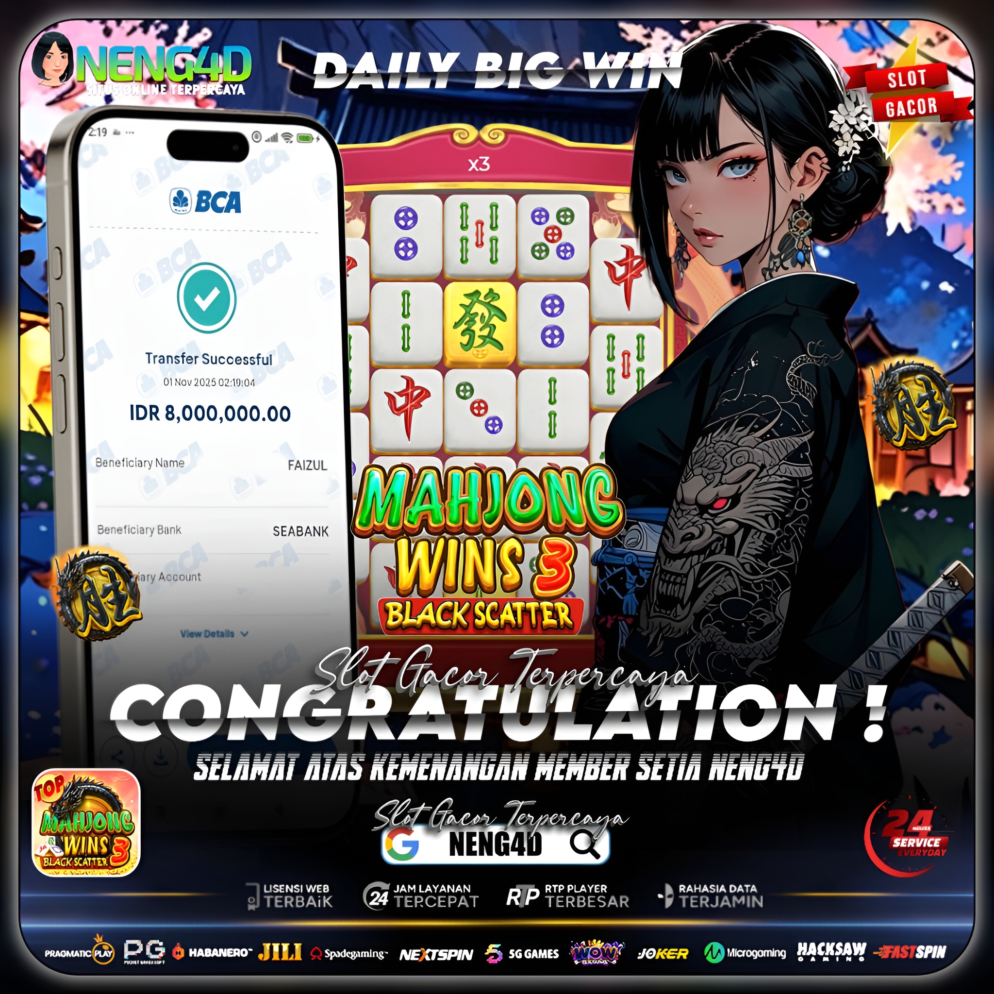 MEMBER SETIA NENG4D MENANG 8 JUTA DI MAHJONG WINS 3 – BLACK SCATTER PRAGMATIC PLAY
