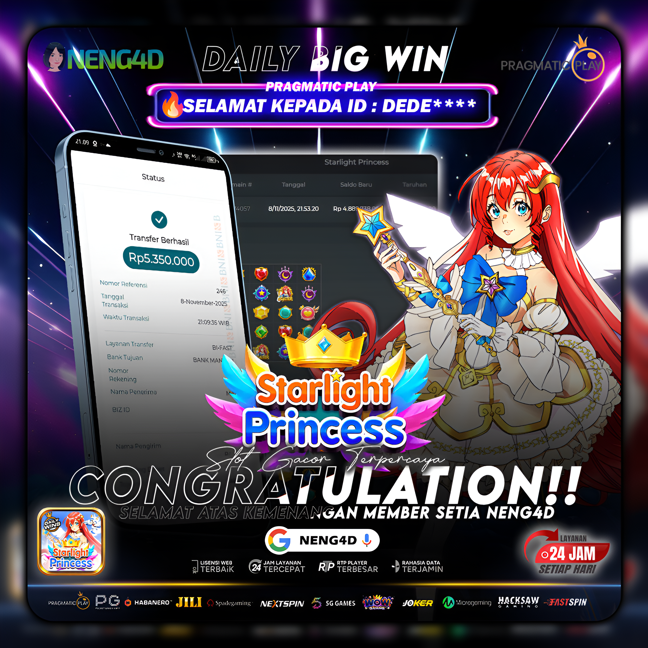 Kemenangan 5 Juta di STARLIGH PRINCESS Pragmatic Play