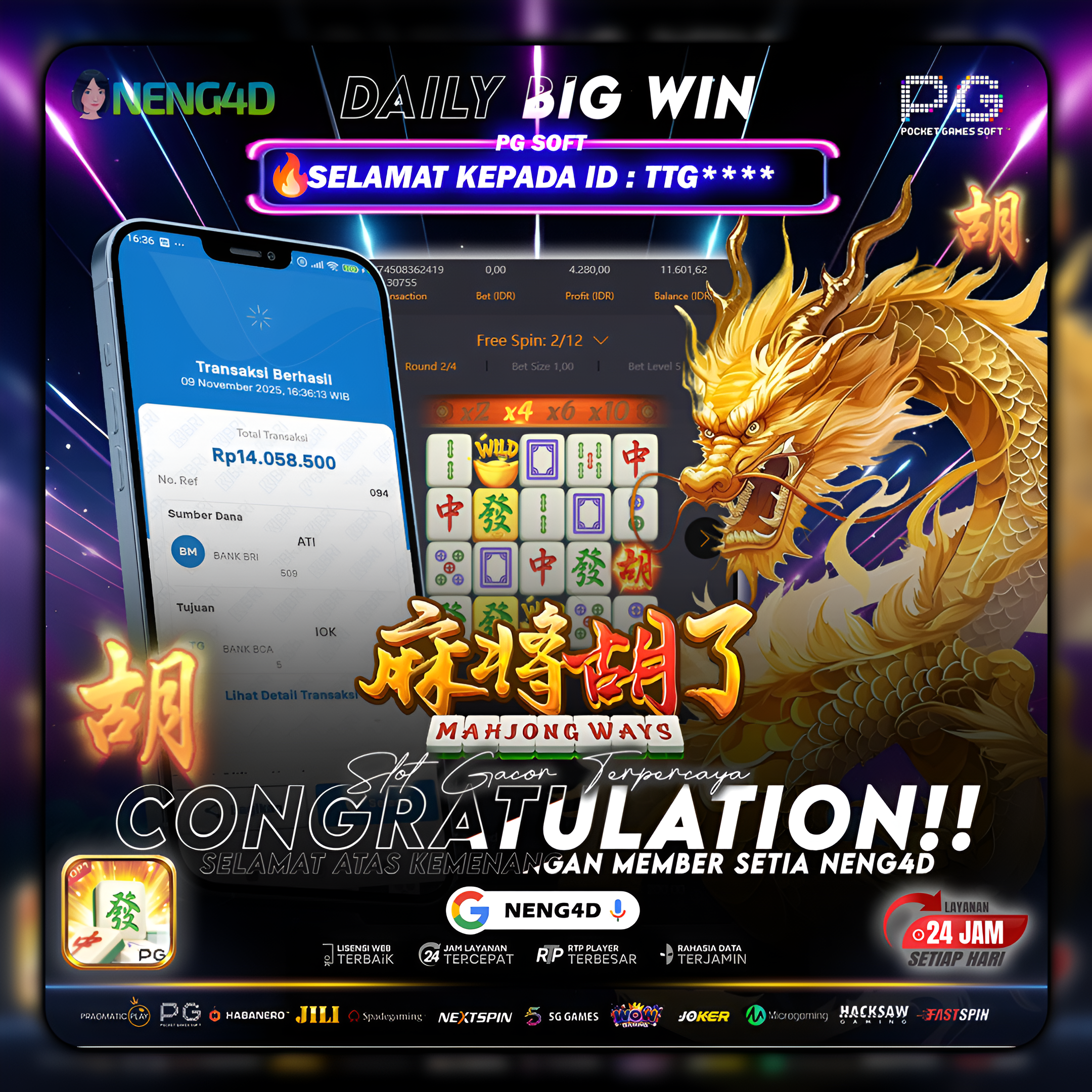 MEMBER SETIA NENG4D MENANG 14 JUTA DI MAHJONG WAYS PG SOFT