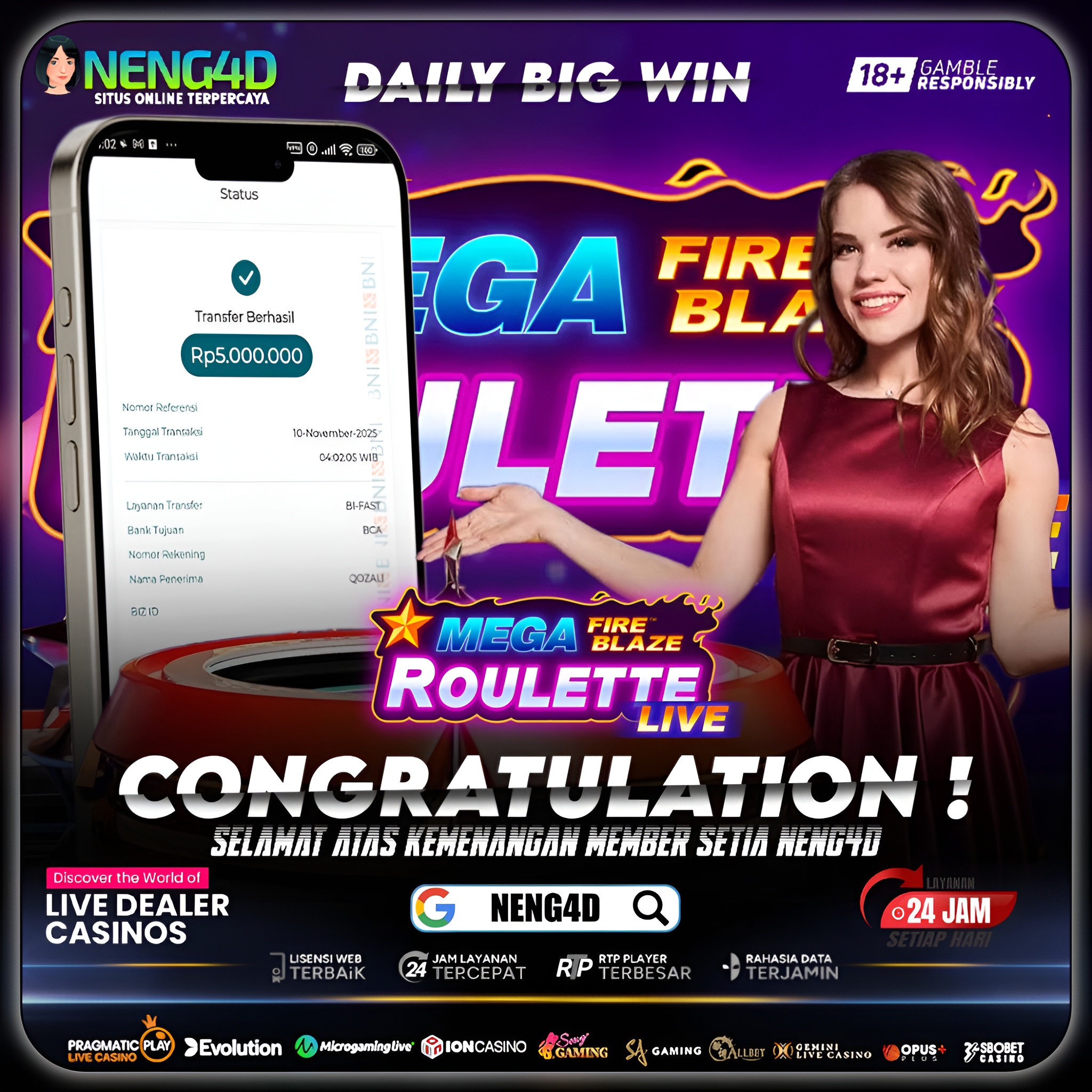Kemenangan 5 Juta di Mega Fire Blaze Roulette Live PlayTech