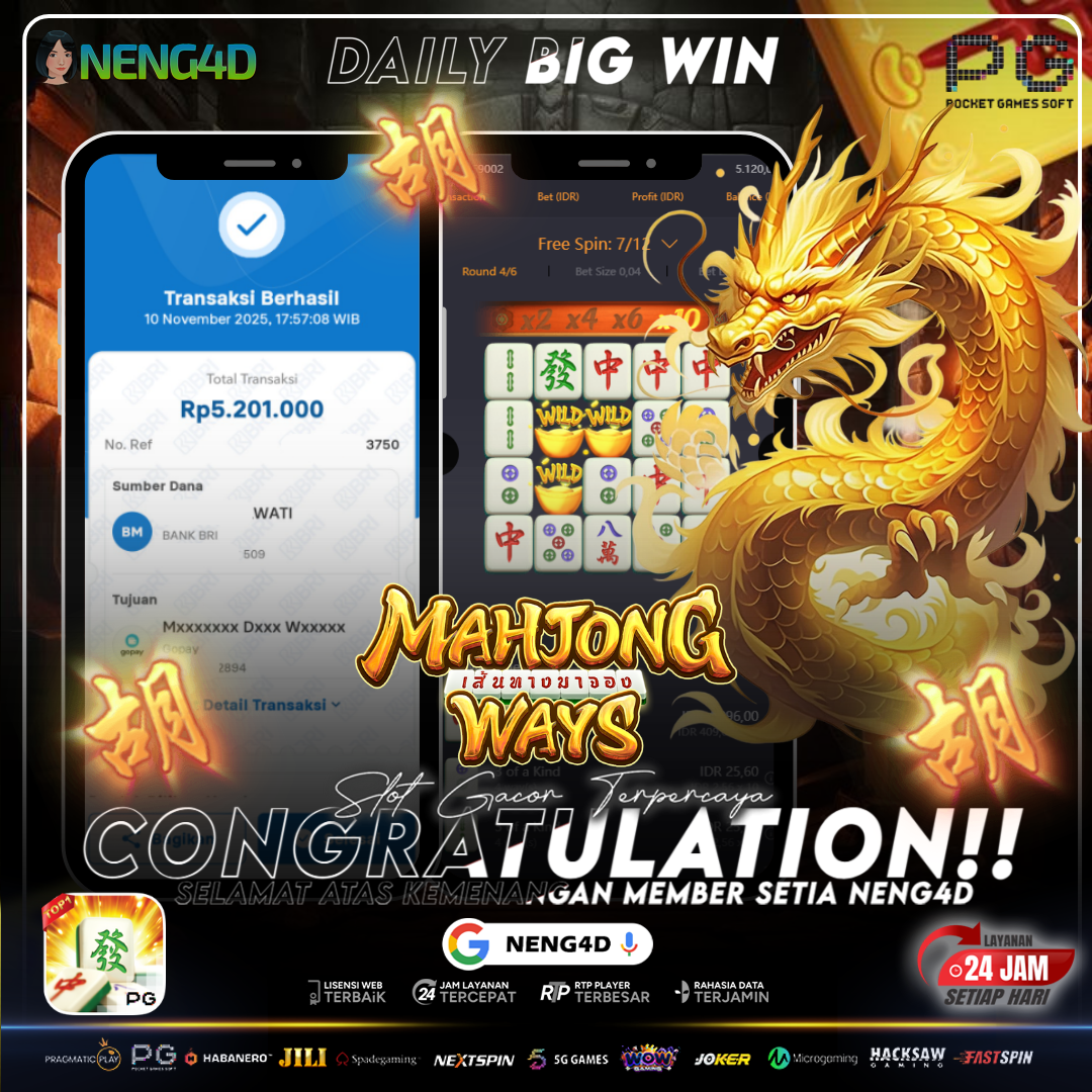 MEMBER SETIA NENG4D MENANG 5 JUTA DI MAHJONG WAYS PG SOFT