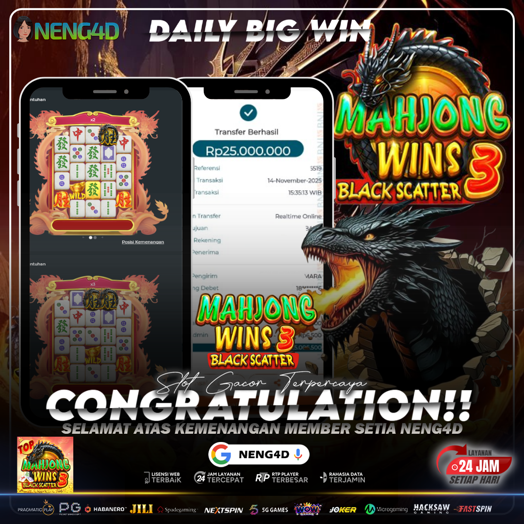 Kemenangan Fantastis 25 Juta Member Setia NENG4D di Permainan Mahjong Wins 3 – Black Scatter