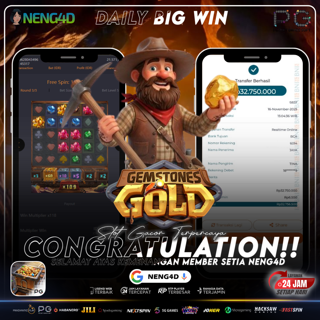 MENANG 32,7 JT MAIN DI GEMSTONES GOLD PG SOFT