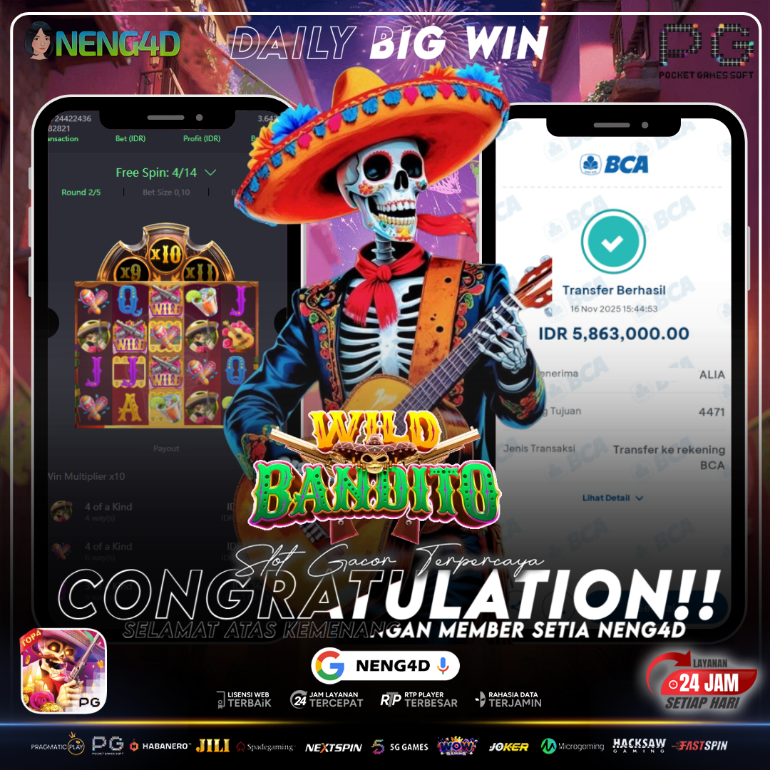 Kemenangan Hebat 5,8 Juta di Wild Bandito PG Soft!