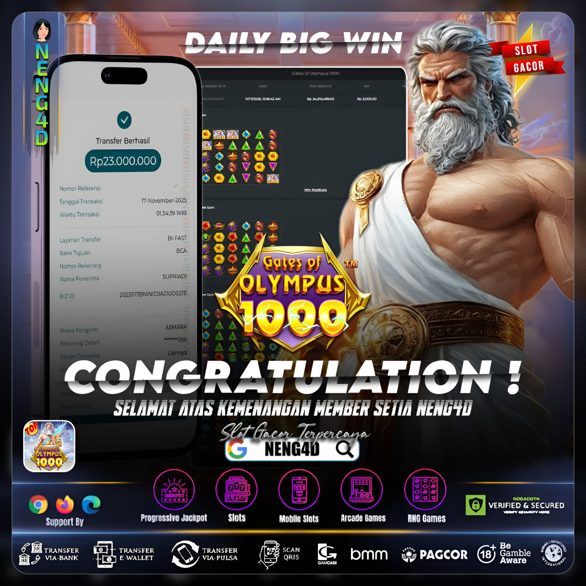 MENANGAN BESAR DI GATE OF OLYMPUS 1000