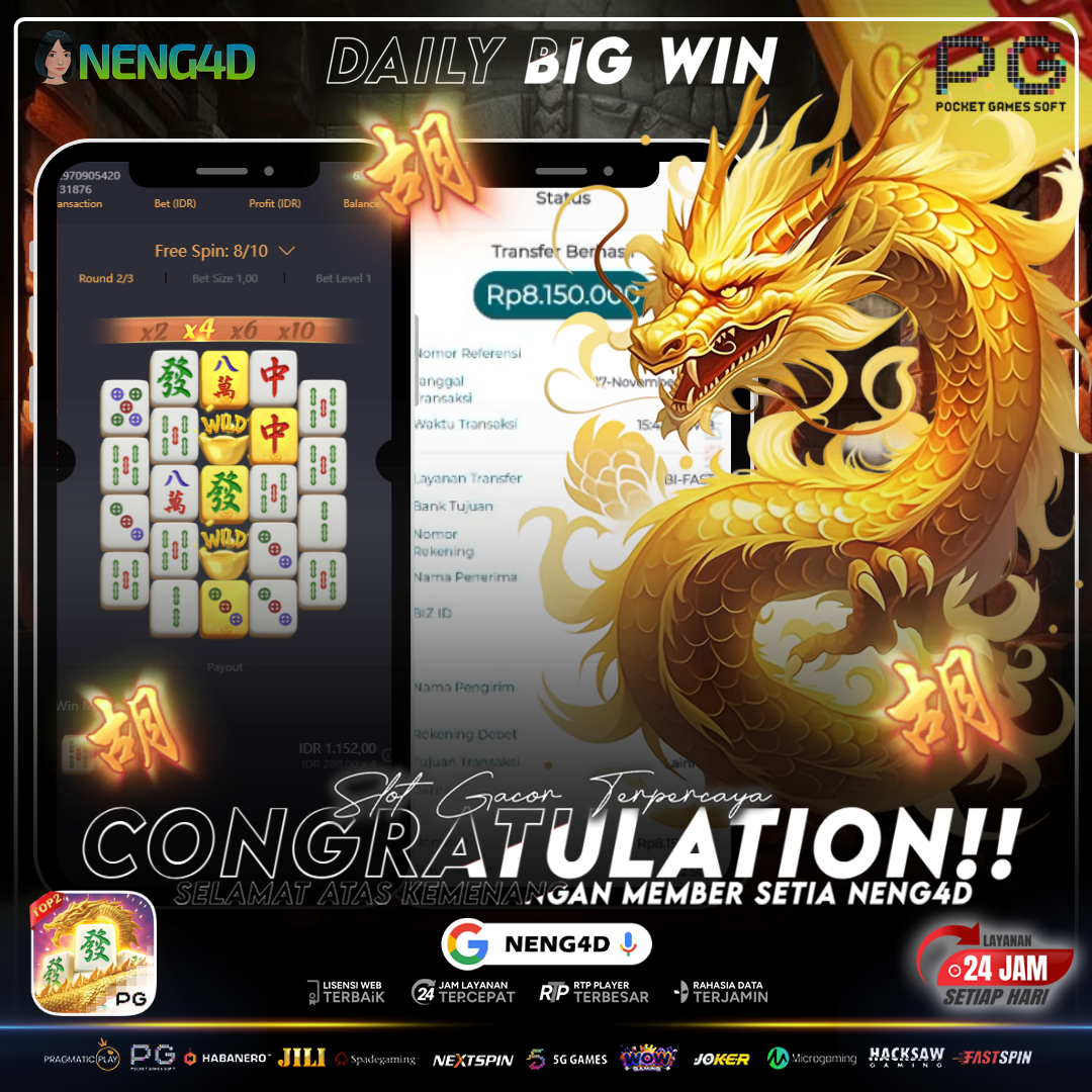 MEMBER SETIA NENG4D RAIH KEMENANGAN BESAR 8,1 JUTA DI MAHJONG WAYS 2 PG SOFT