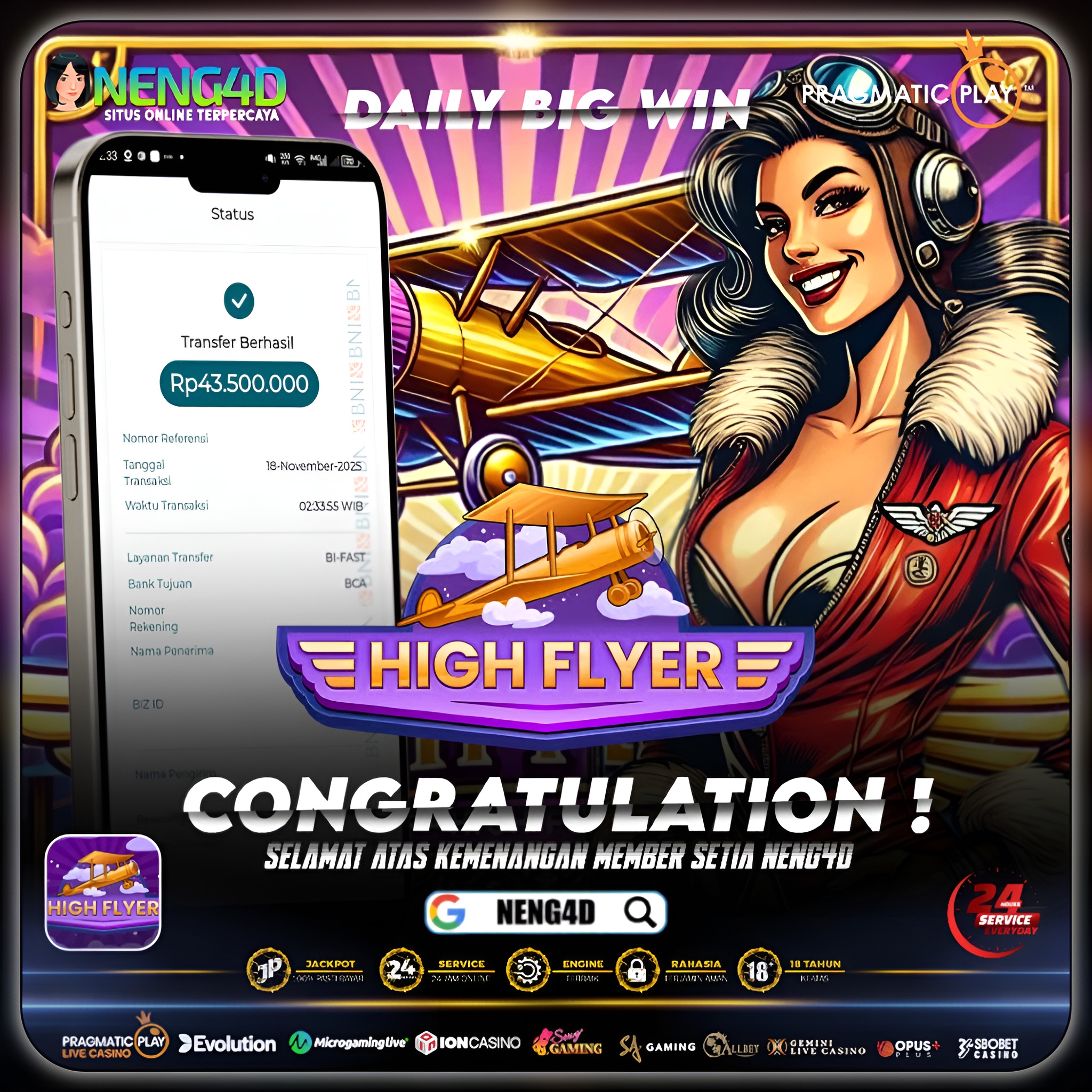 MENANG 43JT MAIN DI HIGH FLYER PRAGMATIC PLAY