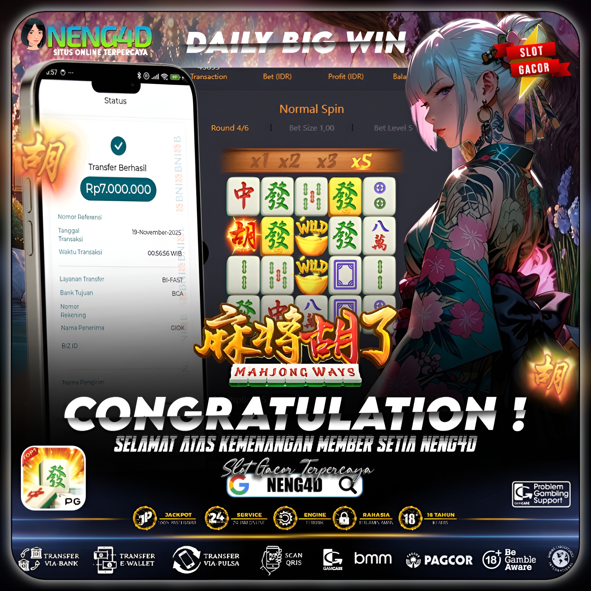 MENANG 7JT MAIN DI MAHJONG WAYS PG SOFT
