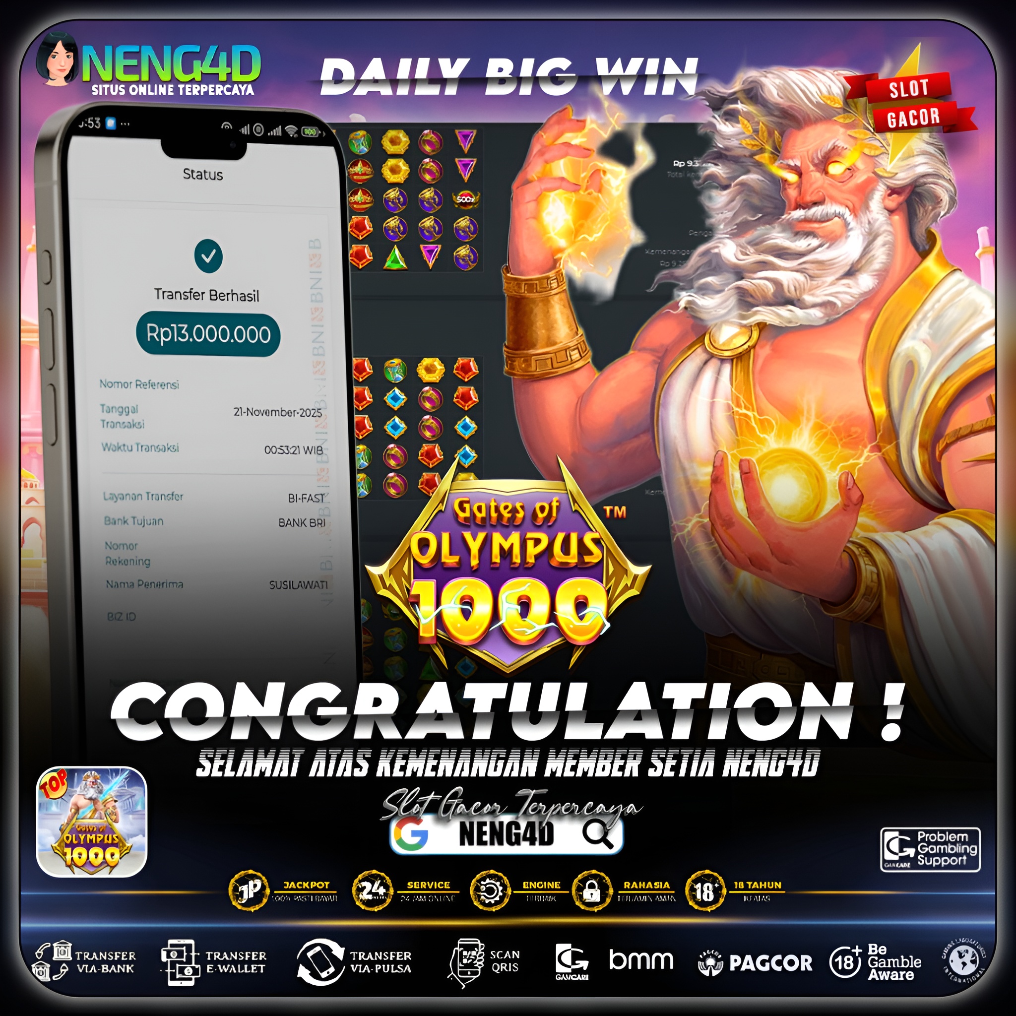 KEMENANGAN MEMBER SETIA NENG4D