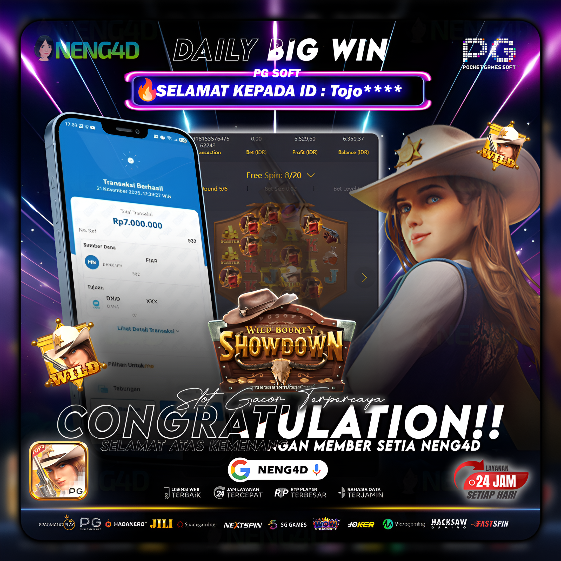 PG SOFT - JACKPOT SLOT WILD BOUNTY SHOWDONW Rp.7.000.000