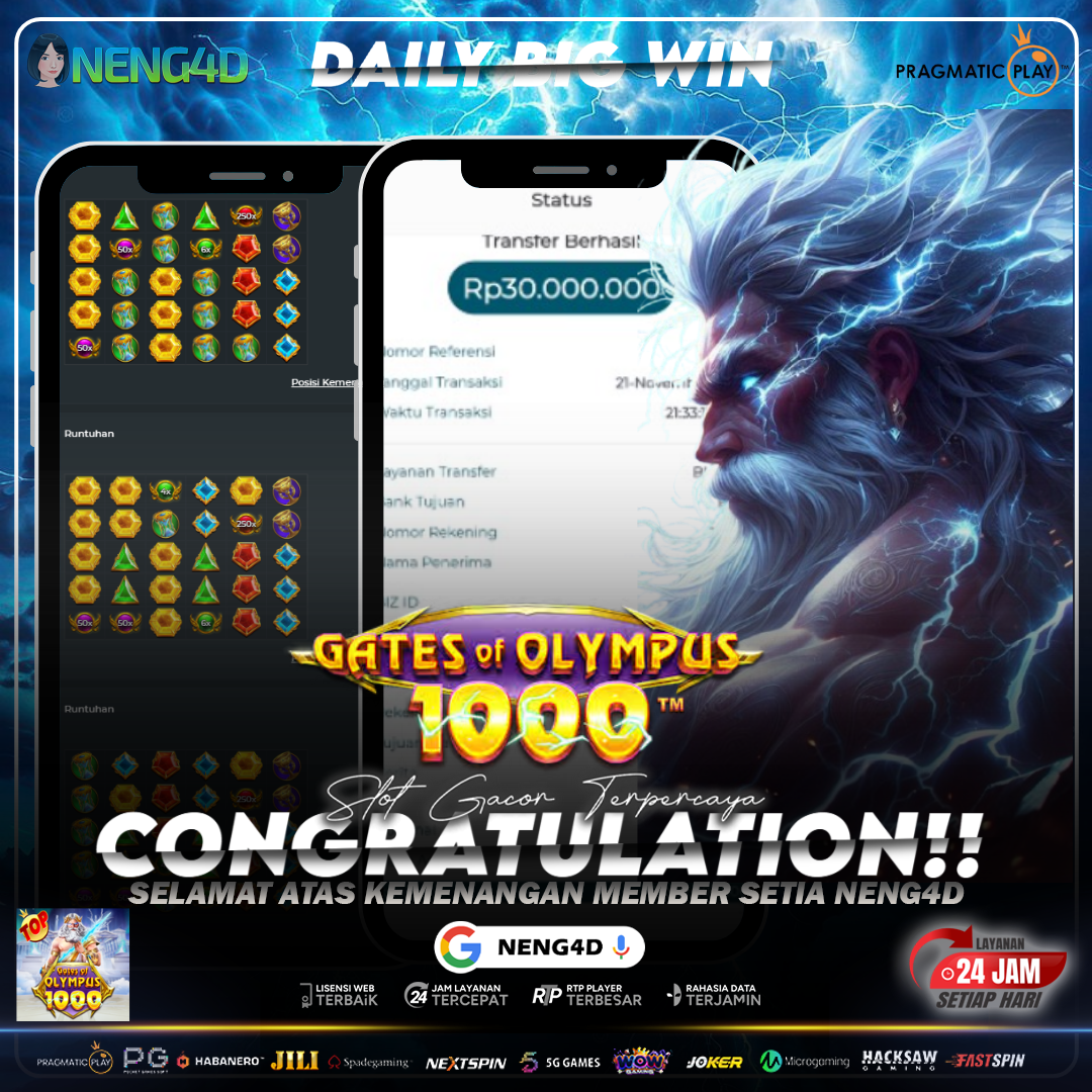 Petir Zeus Hantam Jackpot di Gates of Olympus 1000!