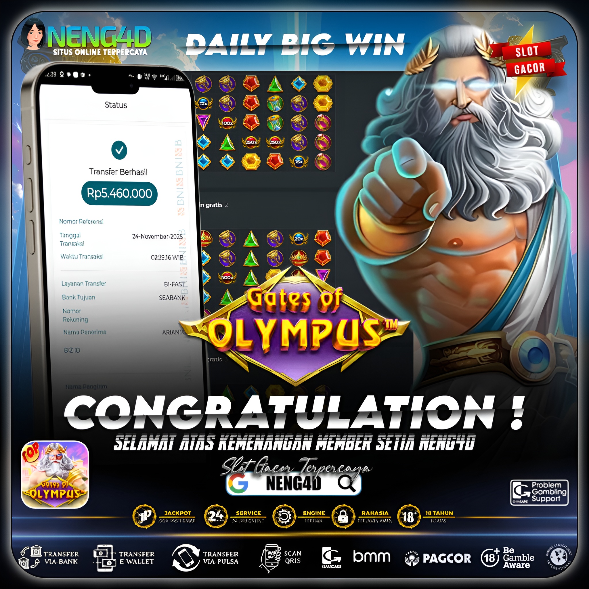 MENANG 5JT MAIN DI GATES OF OLYMPUS PRAGMATIC PLAY