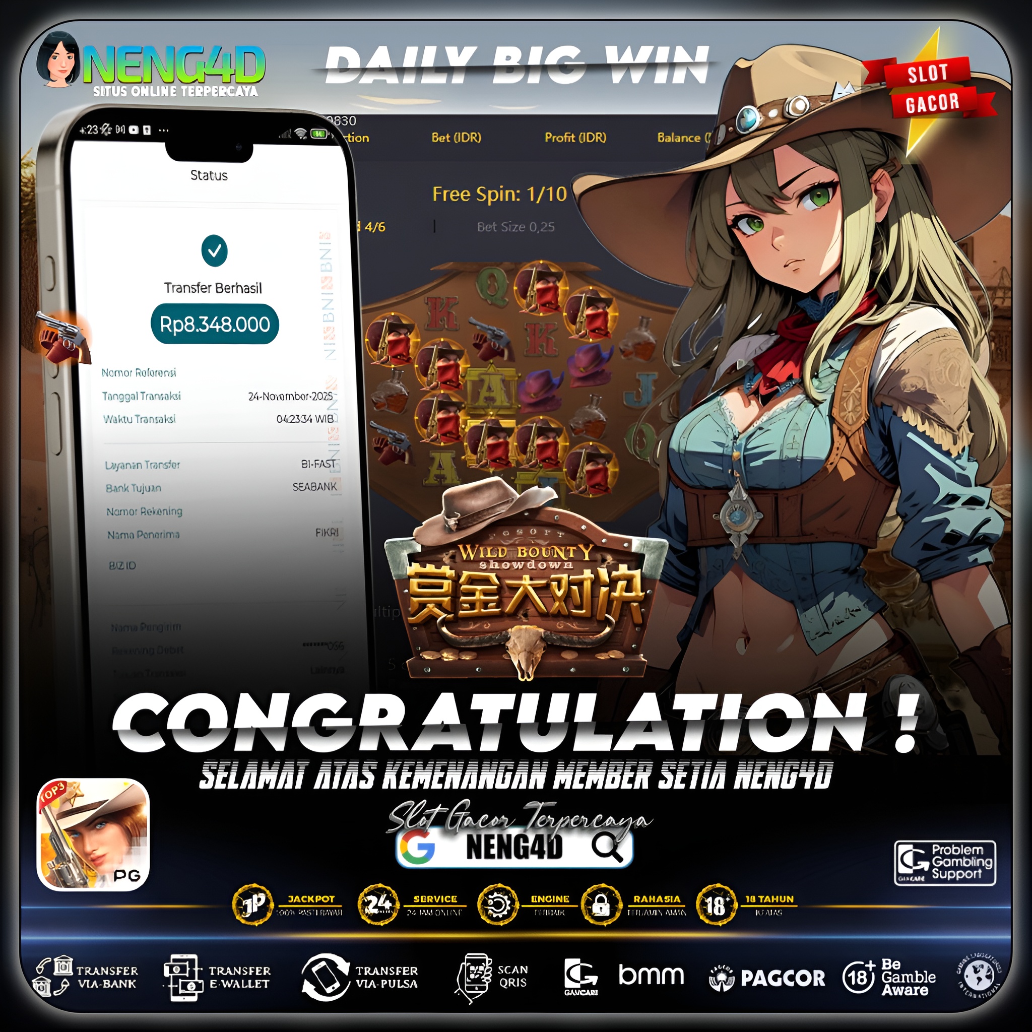 MENANG 8JT MAIN DI WILD BOUNTY SHOWDOWN PG SOFT