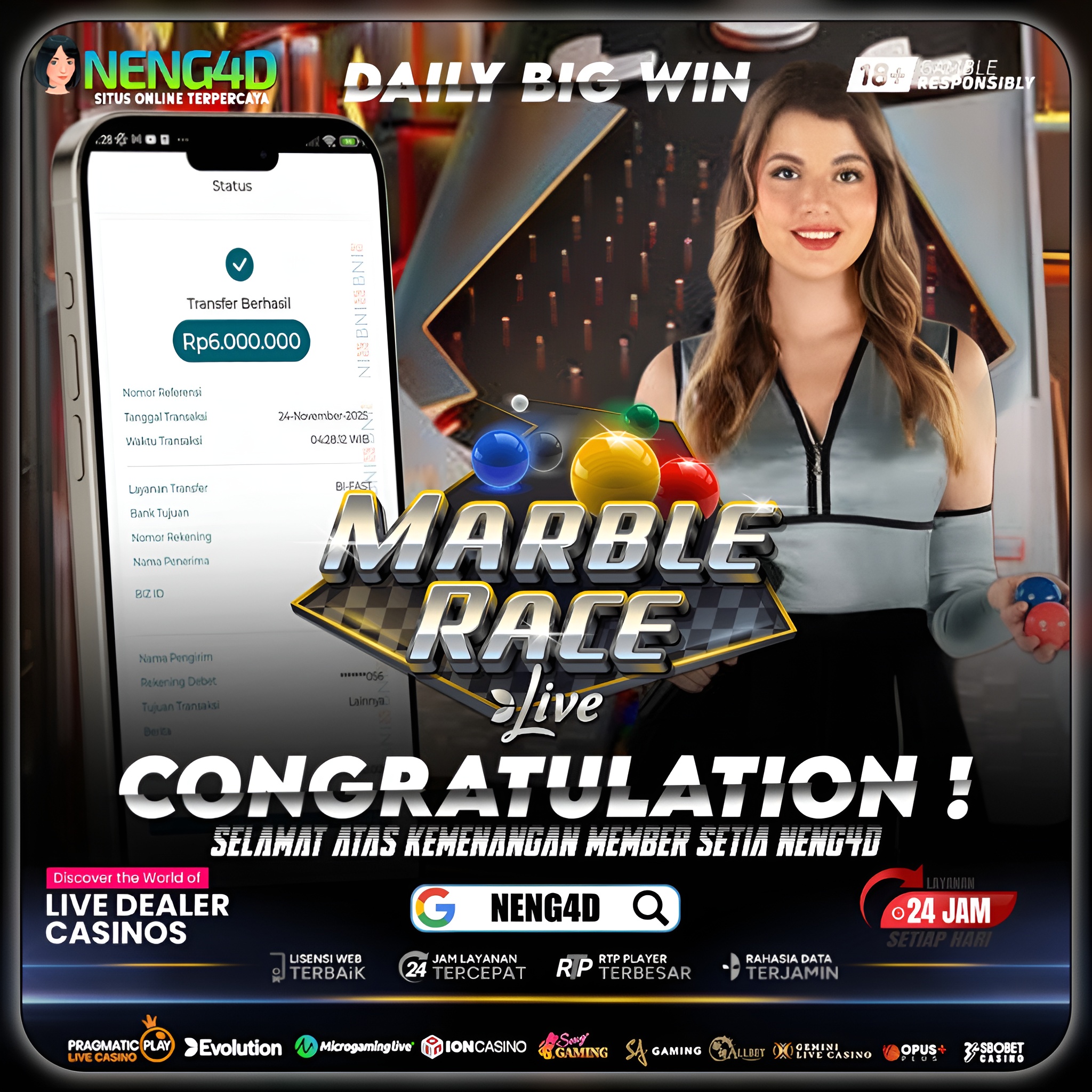MENANG 6JT MAIN DI LIVE GAMES EVO MARBLE RACE