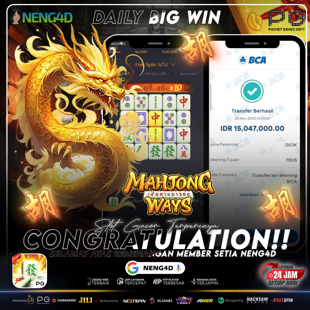 MEMBER NENG4D MENANG 15 JUTA DI MAHJONG WAYS
