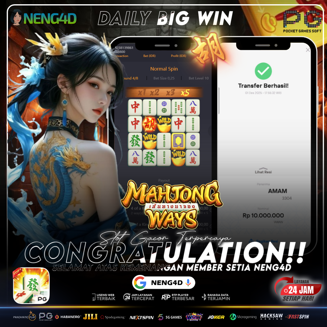 MEMBER NENG4D MENANG 10 JUTA DI MAHJONG PG SOFT