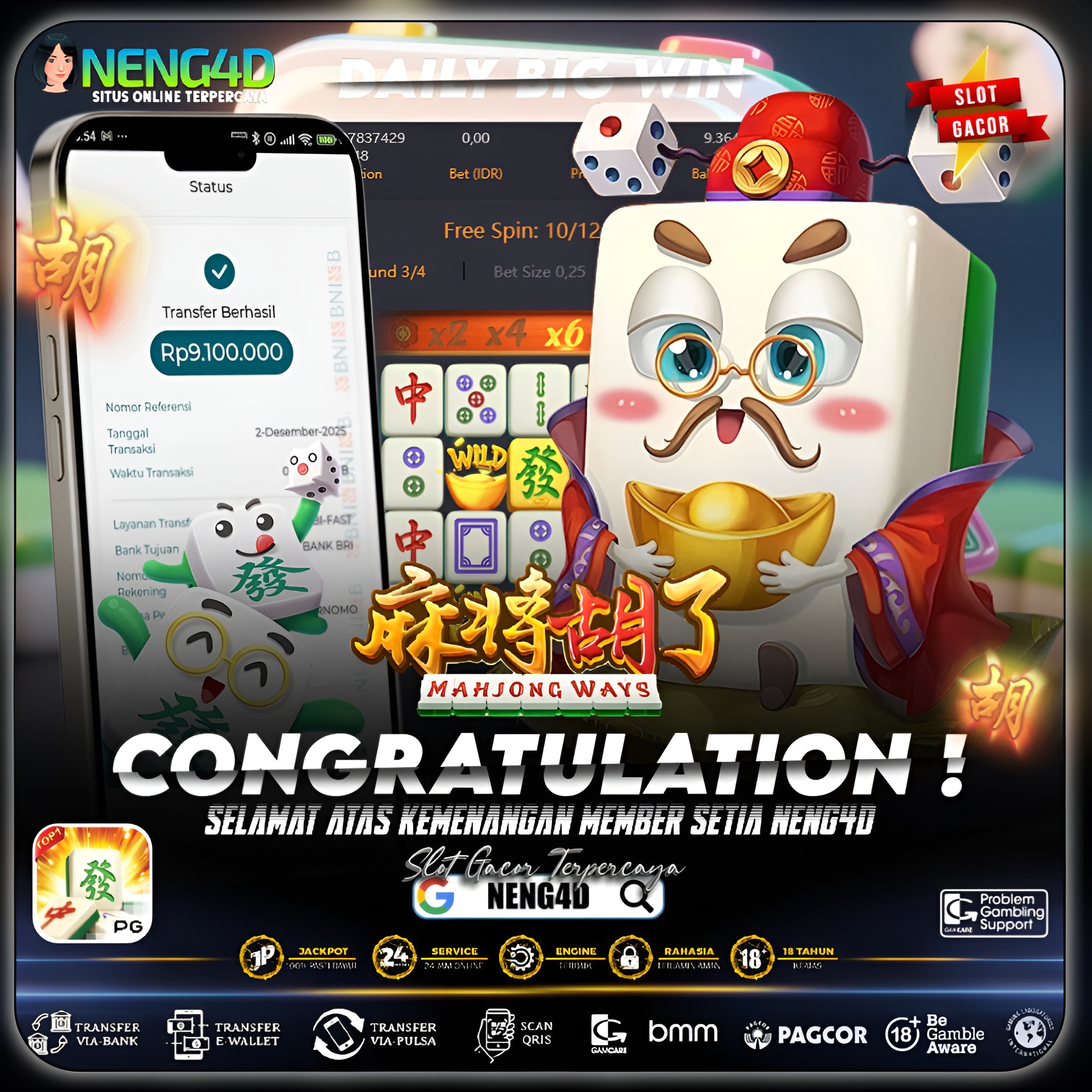 KEMENANGAN 9 JUTA DI MAHJONG WAYS PG SOFT