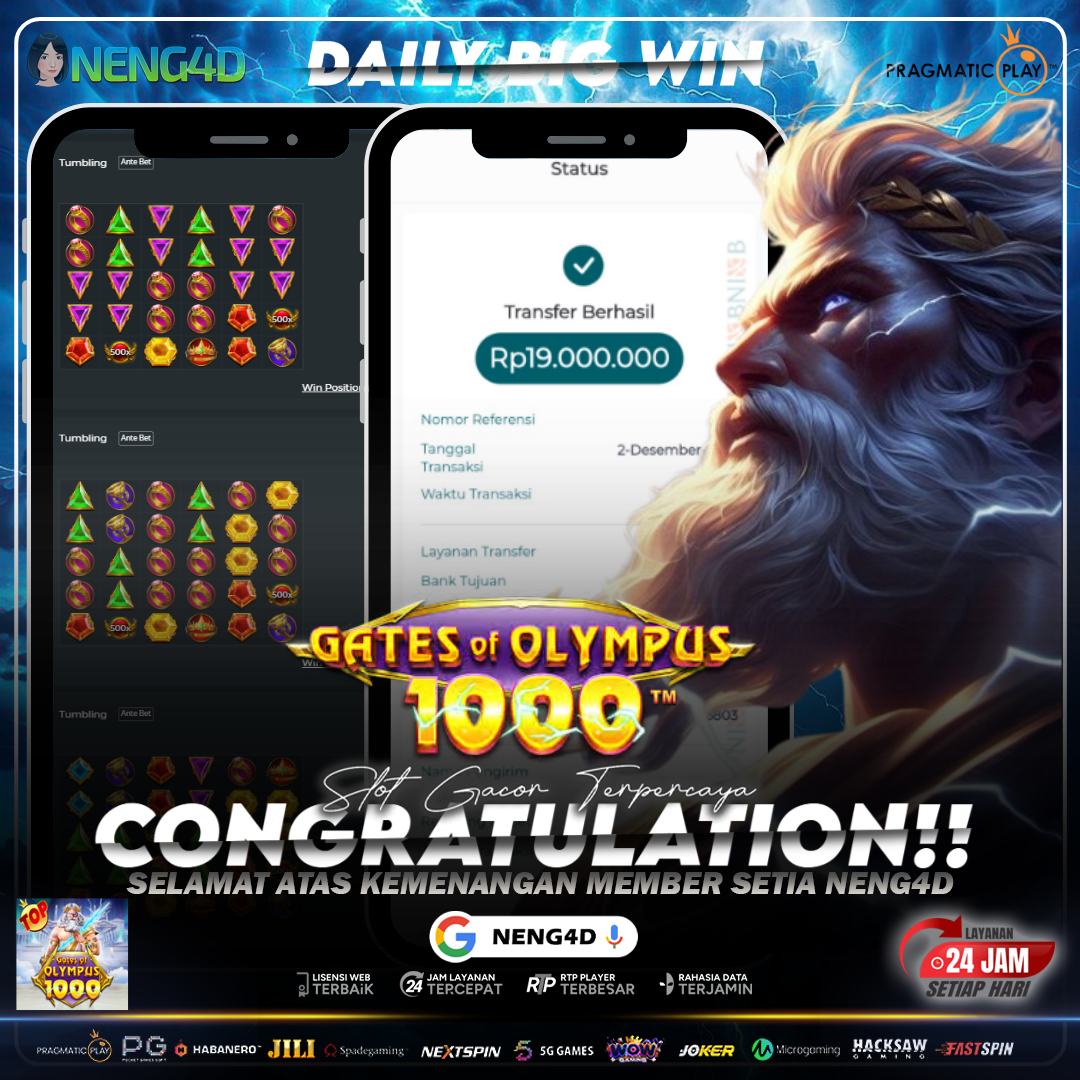 MEMBER NENG4D MENANG 19 JUTA DI GATES OF OLYMPUS 1000